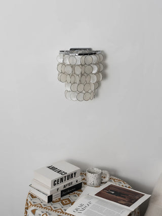 Chrome Round Tiered Capiz Shell Wall Lamp - Vidirlighting