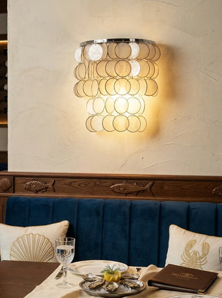 Chrome Round Tiered Capiz Shell Wall Lamp - Vidirlighting