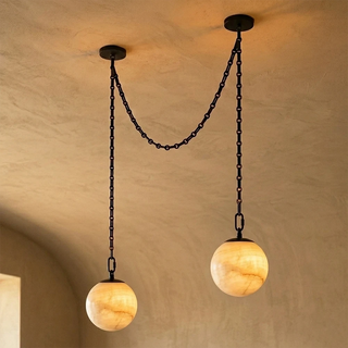 Alabaster Spherical Chain Chandelier