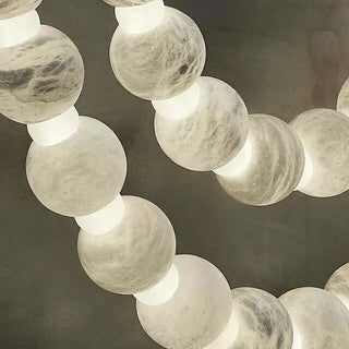 Collana Alabaster Bead Wall Sconce Vidirlighting Frontal Unlit Display of Single Draped Alabaster Beaded Necklace Sconce with Two Round Brass Mounts