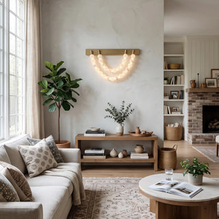Collana Alabaster Bead Wall Sconce Vidirlighting Double-Strand Alabaster Beaded Festoon Wall Lamp Providing Ambient Wash Light beside Sofa
