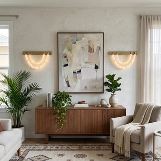 Collana Alabaster Bead Wall Sconce Vidirlighting Centerpiece Double-Tier Alabaster Beaded Wall Fixture in Sun-Drenched Modern Living Room