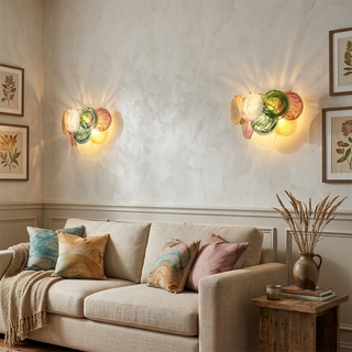 Colorful Swirling Glass Round Wall Lamp