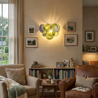 Colorful Swirling Glass Round Wall Lamp