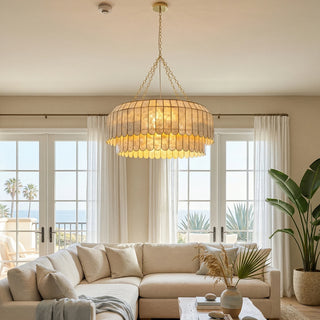 Columnar Capiz Shell Chandelier