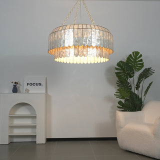 Columnar Capiz Shell Chandelier