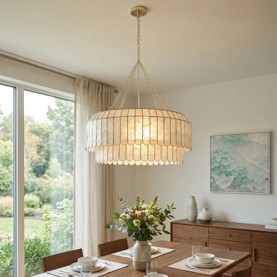Columnar Capiz Shell Chandelier