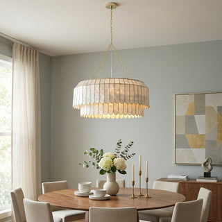 Columnar Capiz Shell Chandelier