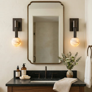 Columnar Obra Spherical Alabaster Wall Lamp