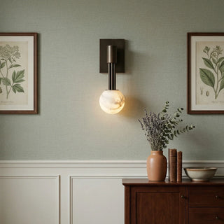 Columnar Obra Spherical Alabaster Wall Lamp