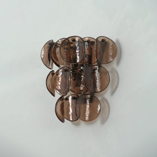 Conca Glass Disc Wall Sconce Vidirlighting eCommerce Product Catalog Display of Cascading Amber Concave Glass Sconce Isolated on White