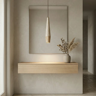 Conical Tiber Travertine Pendant Light