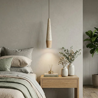 Conical Tiber Travertine Pendant Light