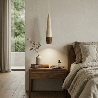 Conical Tiber Travertine Pendant Light