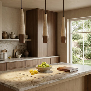 Conical Tiber Travertine Pendant Light