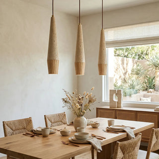Conical Tiber Travertine Pendant Light