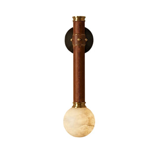 Corvale Alabaster Globe Leather Wall Sconce
