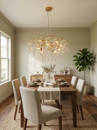 Crystal Teardrop Brass Chandelier