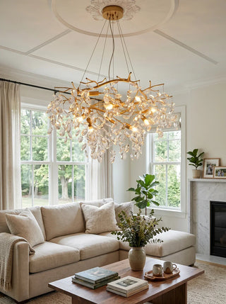 Crystal Teardrop Brass Chandelier