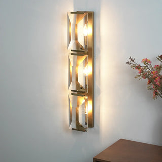 Rectangular Triple Crystal Wall Lamp