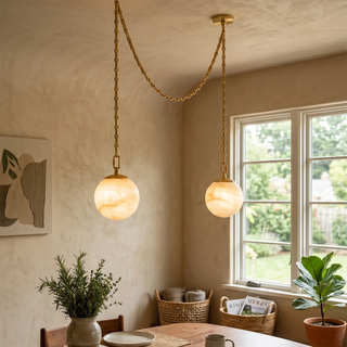Alabaster Spherical Chain Chandelier