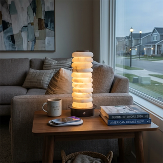 Cylinder Calla Alabaster Stacking Table Lamp