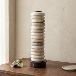 Cylinder Calla Alabaster Stacking Table Lamp