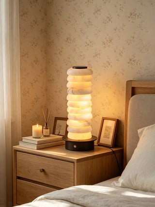 Cylinder Calla Alabaster Stacking Table Lamp