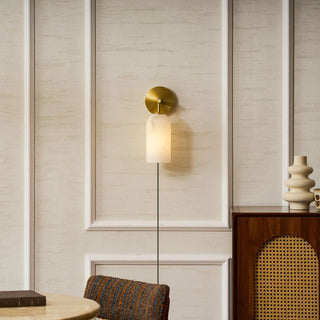 Cylindrical Alabaster Plug-in Wall Sconce