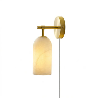 Cylindrical Alabaster Plug-in Wall Sconce