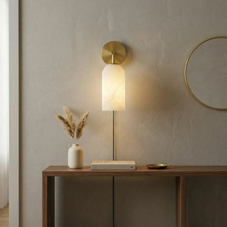 Cylindrical Alabaster Plug-in Wall Sconce