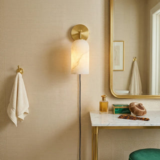 Cylindrical Alabaster Plug-in Wall Sconce