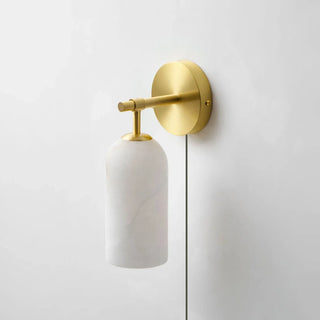 Cylindrical Alabaster Plug-in Wall Sconce