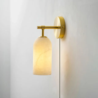 Cylindrical Alabaster Plug-in Wall Sconce