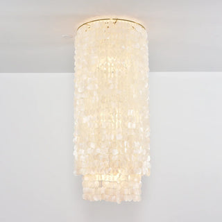Cylindrical Capiz Shell Flush Mount Chandelier - Vidirlighting