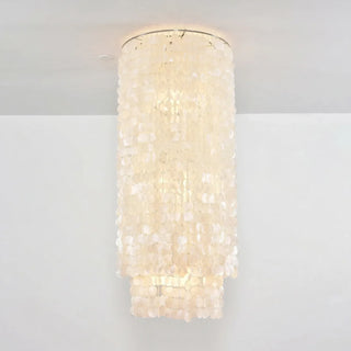 Cylindrical Capiz Shell Flush Mount Chandelier - Vidirlighting