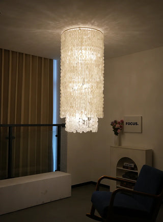 Cylindrical Capiz Shell Flush Mount Chandelier - Vidirlighting