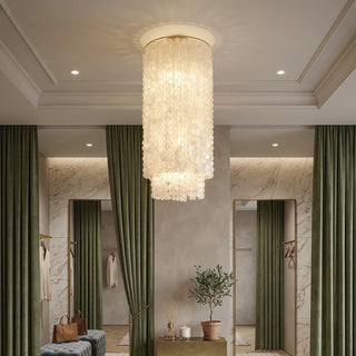 Cylindrical Capiz Shell Flush Mount Chandelier - Vidirlighting