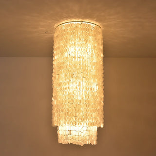 Cylindrical Capiz Shell Flush Mount Chandelier - Vidirlighting