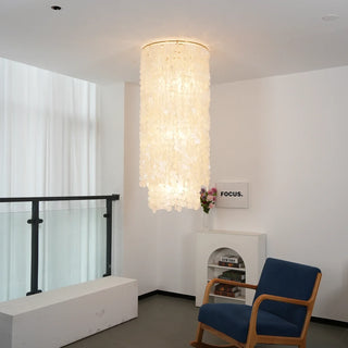 Cylindrical Capiz Shell Flush Mount Chandelier - Vidirlighting