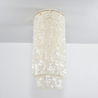 Cylindrical Capiz Shell Flush Mount Chandelier - Vidirlighting