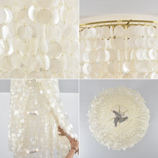 Cylindrical Capiz Shell Flush Mount Chandelier - Vidirlighting
