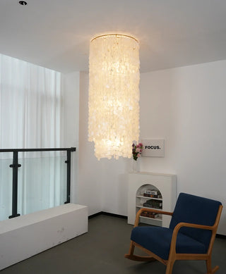 Cylindrical Capiz Shell Flush Mount Chandelier - Vidirlighting