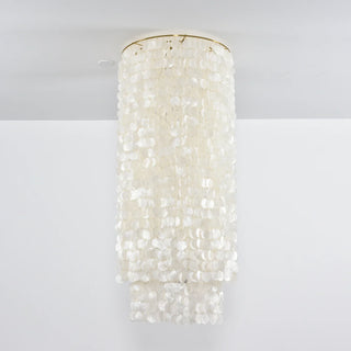 Cylindrical Capiz Shell Flush Mount Chandelier - Vidirlighting