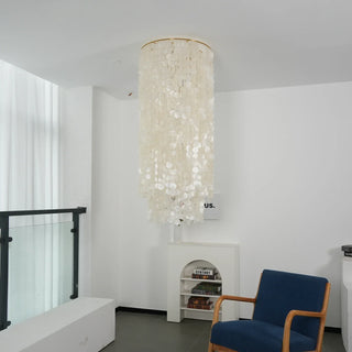Cylindrical Capiz Shell Flush Mount Chandelier - Vidirlighting