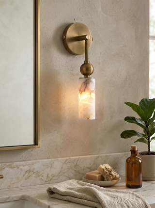 Cylindrical Harlin Alabaster Wall Lamp