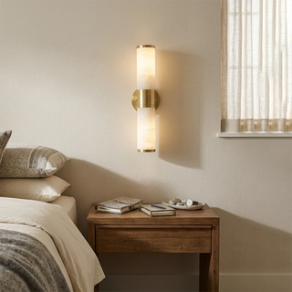 Cylindrical Lampatron Alabaster Wall Lamp