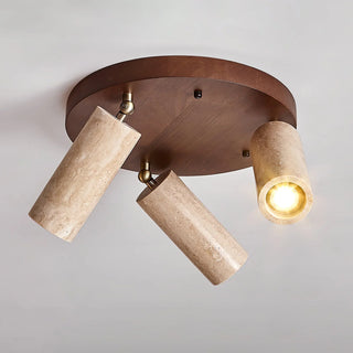 Cylindrical Terra Beam Travertine Ceiling Light - Vidirlighting