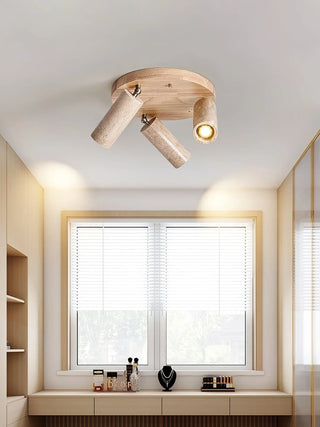 Cylindrical Terra Beam Travertine Ceiling Light - Vidirlighting