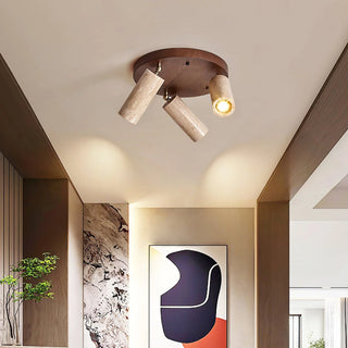 Cylindrical Terra Beam Travertine Ceiling Light - Vidirlighting